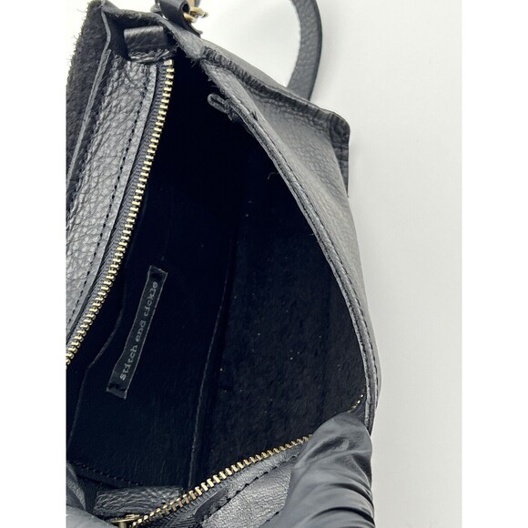 Stitch and Tickle Mini Messenger Crossbody Bag Leather Zip Concert Festival Blac - Picture 8 of 13
